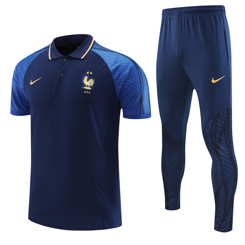 AAA Quality France 22/23 Navy Blue/Golden Training Kit Jerseys